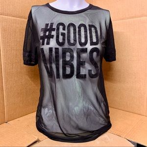 Black Mesh T-Shirt “#GoodVibes”